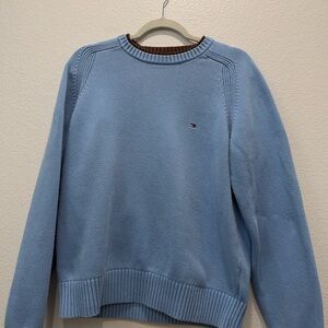 Tommy Hilfiger Baby Blue Crewneck Sweater with Contrast Trim